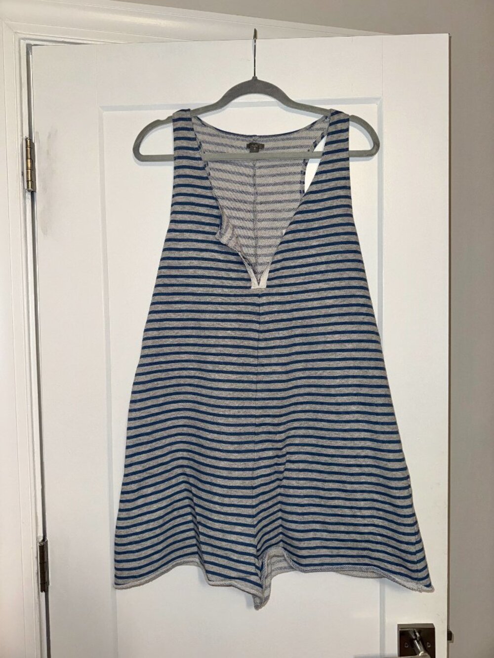 Aerie Gray Blue Striped Terry Romper Swim Cover Up XL